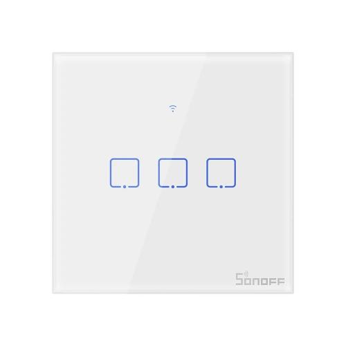 Interruptor Triplo 3 Gang Encastre Smart Wi-Fi Touch em Vidro - Sonoff T0eu3c-Tx