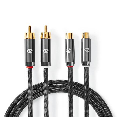 Cabo De Áudio Stereo 2X Rca Macho - 2X Rca Fêm.