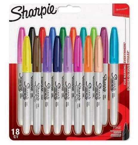 Fine Point Permanent Markers of 18 Units Assorted.