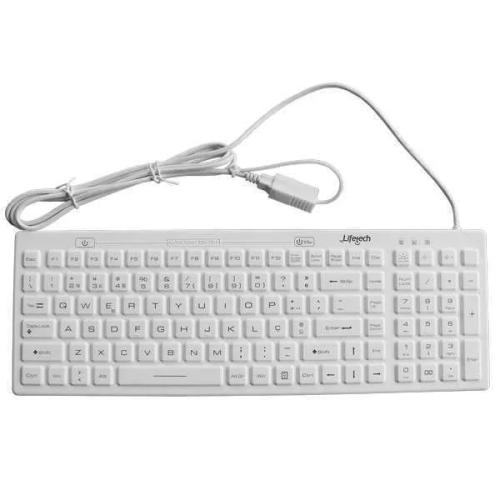 Teclado Silicone Higieniz&aacute;vel/Lav&aacute;vel USB Branco