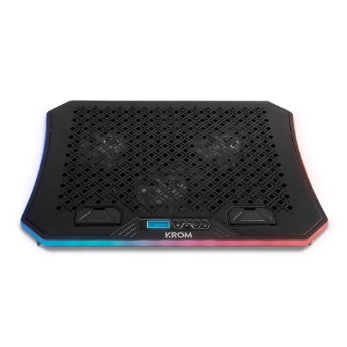 Krom Base Refrigeracion Portatil Hasta 19". Soporte Smartphone. Hub 2 X Usb. RGB (Nxkromkooler)
