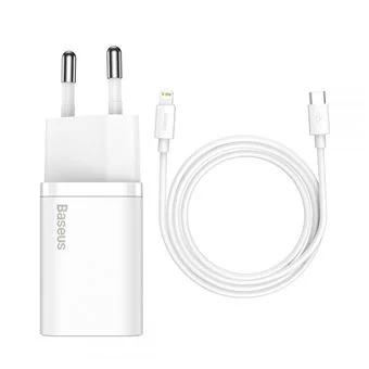 Carregador Super Si Pd 20w Usb-C + Cabo Usb-C Macho - Cabo Lightning Macho 1 Metro - Baseus