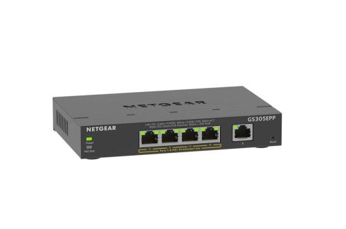 Netgear 5-Port Gigabit Ethernet High-Power Poe+ Plus Switch (Gs305epp) Managed L2/L3 Gigabit Etherne