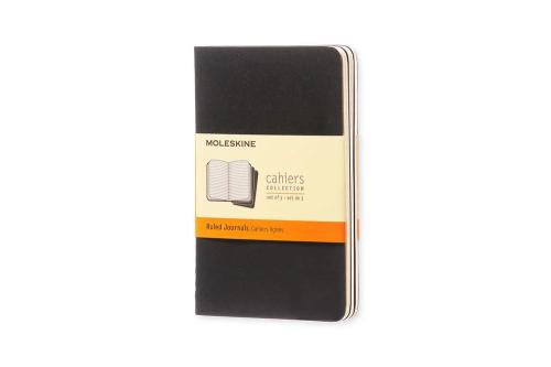 Set de 3 Libretas Cahier Negras P (9x14cm) Rayas .