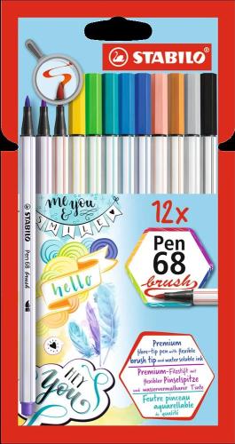 STABILO PEN 68 BRUSH, BOLD, 12 CORES, MULTICOR, 2.