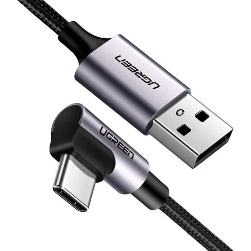Cabo Ugreen Us284 Usb-C para Usb-A 18w Qc 3.0 Angled 1m Preto