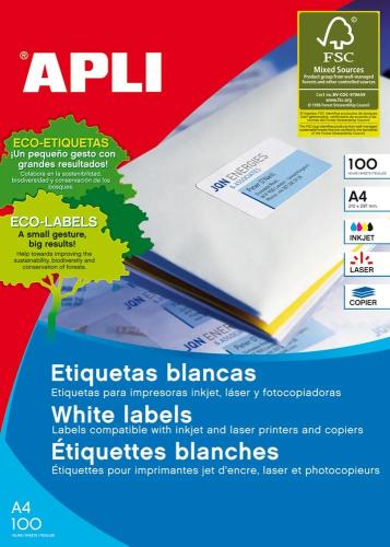 Caja 100 Hojas Etiquetas Blanca Ilc 105x74 1279 A.