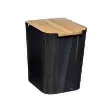 Caixote Do Lixo Wc Bambu Preto 5l Coleção Baltik