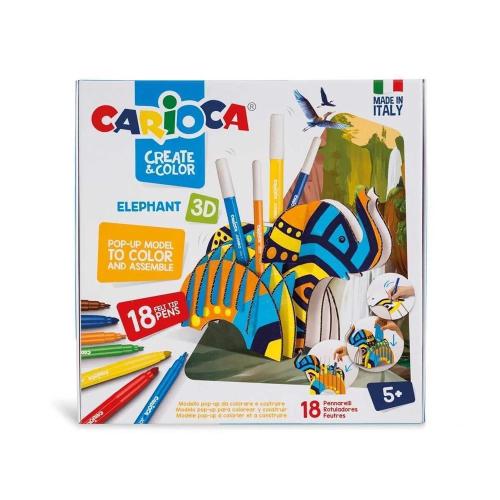 Set Create & Color Elephant 3d Carioca 42902