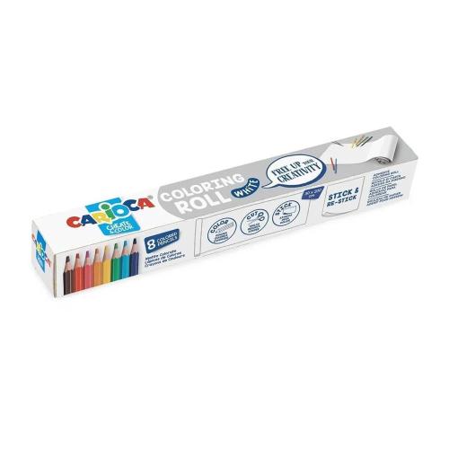 CARIOCA COLORING ROLL + 8 PENCILS WHITE, MENINO/M.