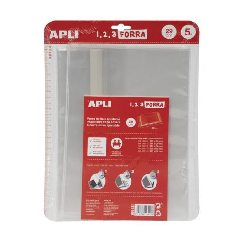 Blíster 5 Uds. Forro de Libros Con Solapa Ajustable Pp 290 Mm Apli 16913