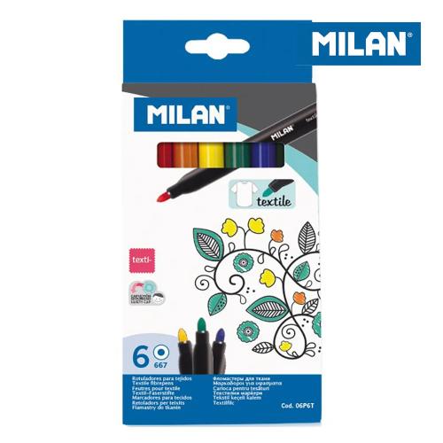 Caixa 6 Marcadores Para Pintar Sobre Tecidos Milan