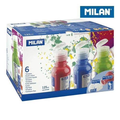 Caixa de 6 Garrafas 125ml de Têmpera Cores Sortid.