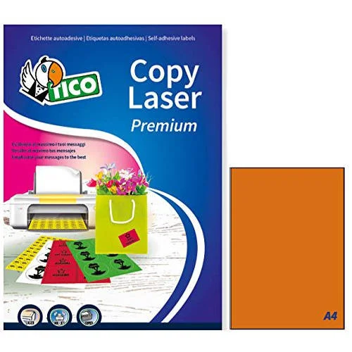 Caixa 70 Etiquetas Fluorescentes Laranja Tico
