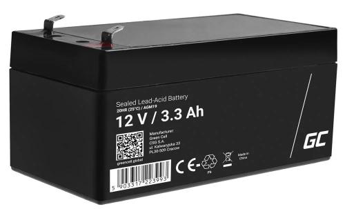 Green Cell Agm Vrla 12v 3.3ah Maintenance-Free Battery For The Alarm System, Cash Register, Toys