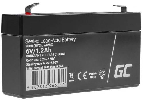 Green Cell Agm Vrla 6v 1.2ah Maintenance-Free Battery For The Alarm System, Cash Register, Toys