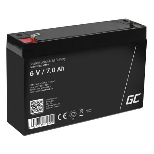 Green Cell Agm Vrla 6v 7ah Maintenance-Free Battery For The Alarm System, Cash Register, Toys