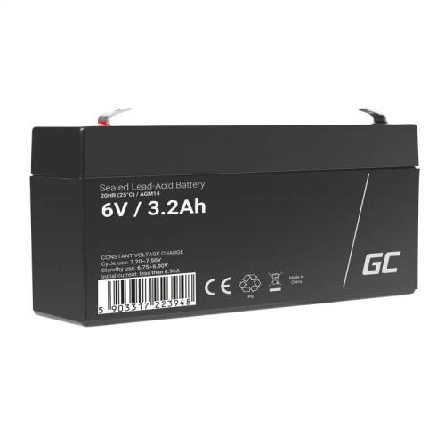 Green Cell Agm Vrla 6v 3.2ah Maintenance-Free Battery For The Alarm System, Cash Register, Toys