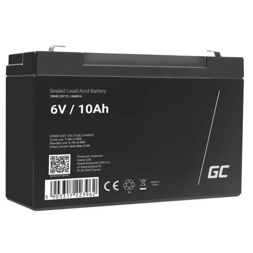 Green Cell Agm Vrla 6v 10ah Maintenance-Free Battery For The Alarm System, Cash Register, Toys