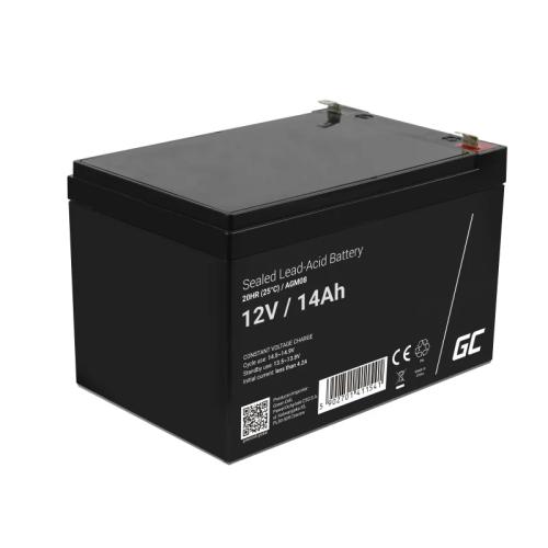 Green Cell Agm Vrla 12v 14ah Maintenance-Free Battery For The Alarm System, Cash Register, Toys