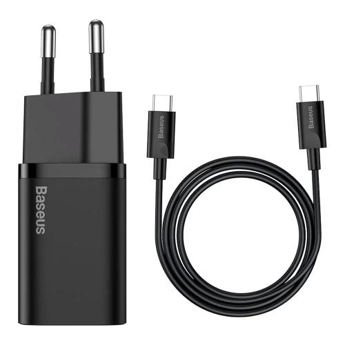 Carregador Super Si Quick Charger 1c 25w C/ Cabo Usb-C - Usb-C Preto 1 Metro - Baseus