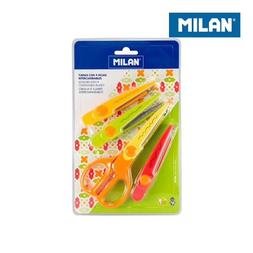 Blister Tesouras Zig-Zag 4 Folhas Intercambiaveis 16cm Milan