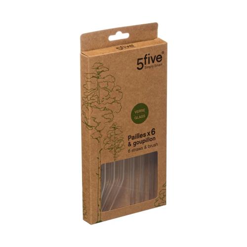 Conjunto 6 canudinhos de vidro com escova de limp.