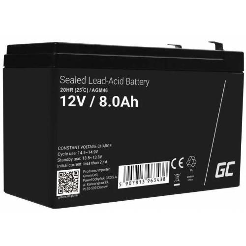 Green Cell Agm Vrla 12v 8ah Maintenance-Free Battery For The Alarm System, Cash Register, Toys