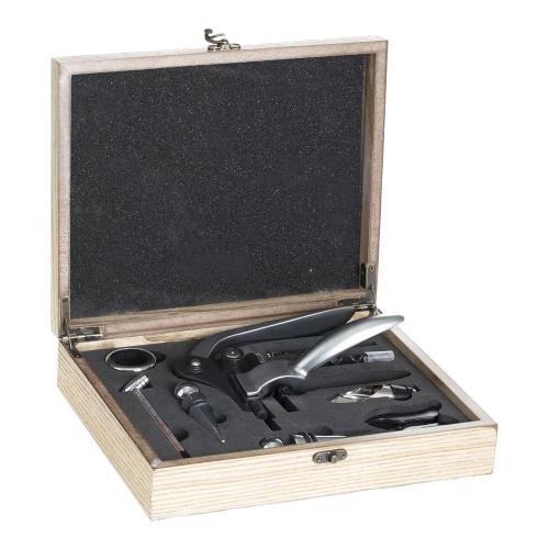 Box madeira sommelier 9 peças