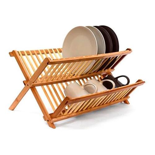 Escorredor de prato dobrável de bambu 42x33.5x25..