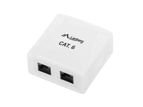 Roseta de Superficie Lanberg Cat.6 Utp 2x Toma Rj45 Blanco