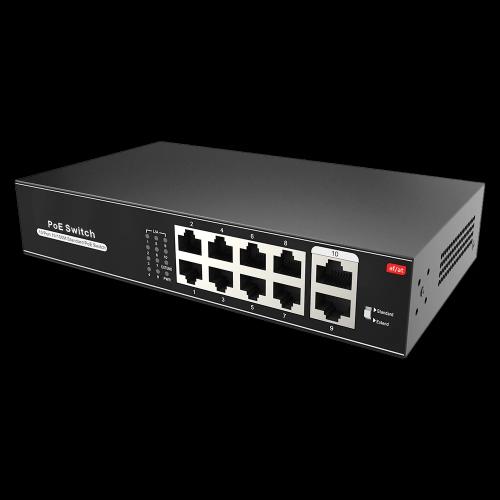 Switch PoE - 8 portas PoE + 2 Uplink RJ45 - Veloc.