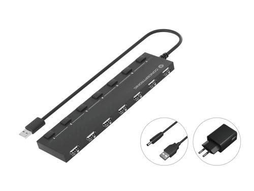 Concentrador Usb 2.0 de 7 Puertos Hubies Con Adap.