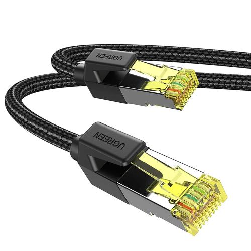 Cabo de Rede Ugreen Nw150 Cat7 F/Ftp Shielded Braided & Round 30awg 1.5m Preto