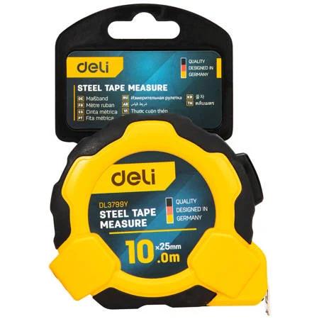 Fita Métrica de Aço 10m/25mm (Amarelo) - Deli