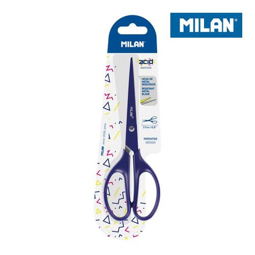 Blister Tesoura Escritorio Acid Azul 17cm Milan
