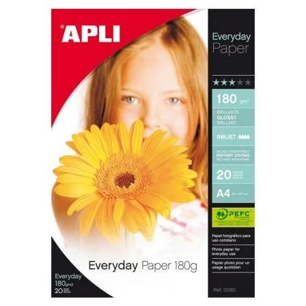 Papel Fotográfico Apli 12080/ Din A4/ 180g/ 20 Ho.