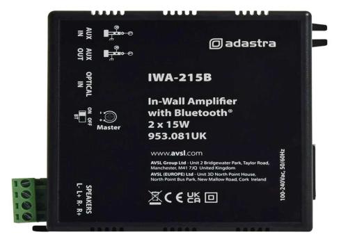 Iwa Amplificador de Pared Con Bluetooth 2x15w