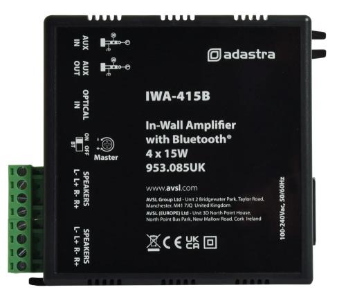 Amplificador de Pared Iwa Con Bluetooth 4x15w