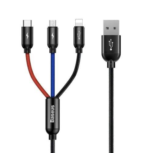 Baseus Rapid Usb Cable 3in1 Type C / Lightning / Micro 3a 1,2m - Black
