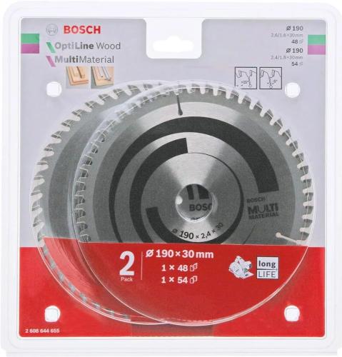 Bosch 1x Optiline Wood + 1x Multi Material Saw Blade Set