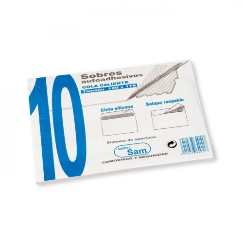 Embalagens de 10 Envelopes Abertos Tamanho 120x17.