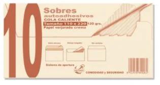 Embalagens de 10 Envelopes Cream Verjurado 110x22.