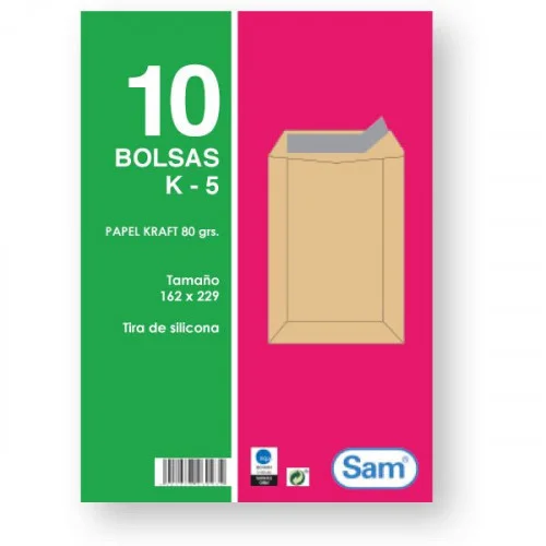Pacotes de 10 Sacos Kraft, com Tiras de Silicone .