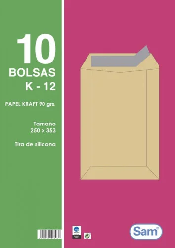 Embalagens de 10 Sacos Kraft, com Tiras de Silico.