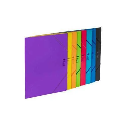 CARPETA SOLAPAS CARTON "LUZ" TAMAÑO FOLIO CON GOM.
