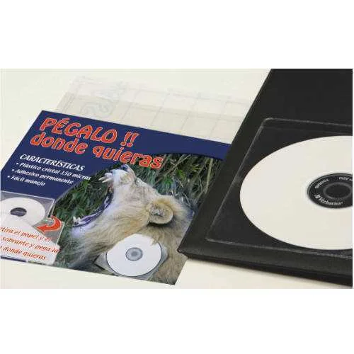 CAJA 100 FUNDAS ADHESIVAS CD/DVD PVC CRISTAL 100 .