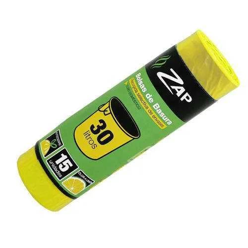 ROLLO 15 UNIDADES BOLSA BASURA AMARILLO OLOR LIMO.