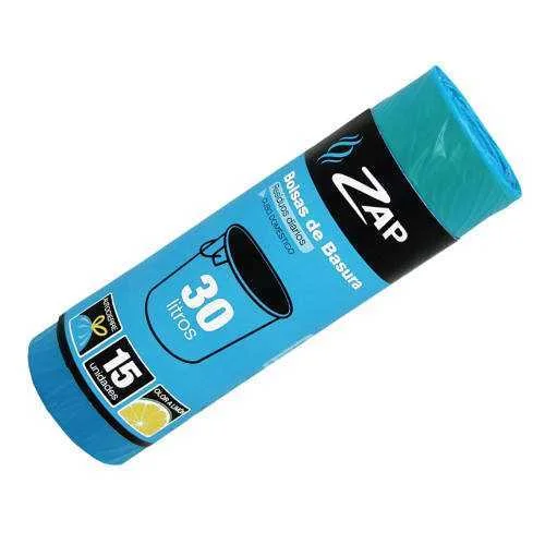 Rollo 15 Unidades Bolsa Basura Azul Olor Limon 30.