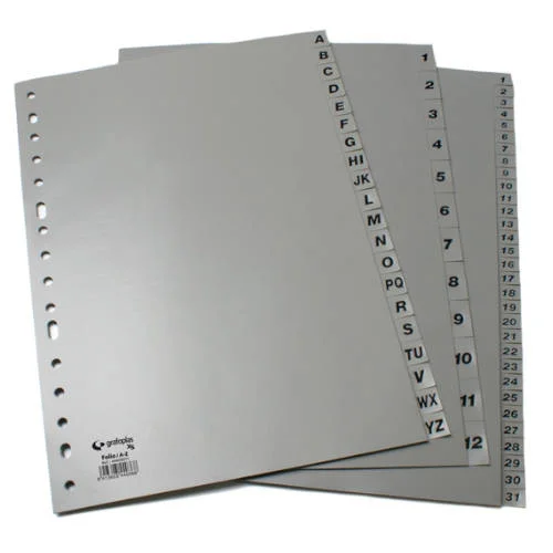 JUEGO NUMERICO XS 1-12 FOLIO POLIPROPILENO GRIS G.